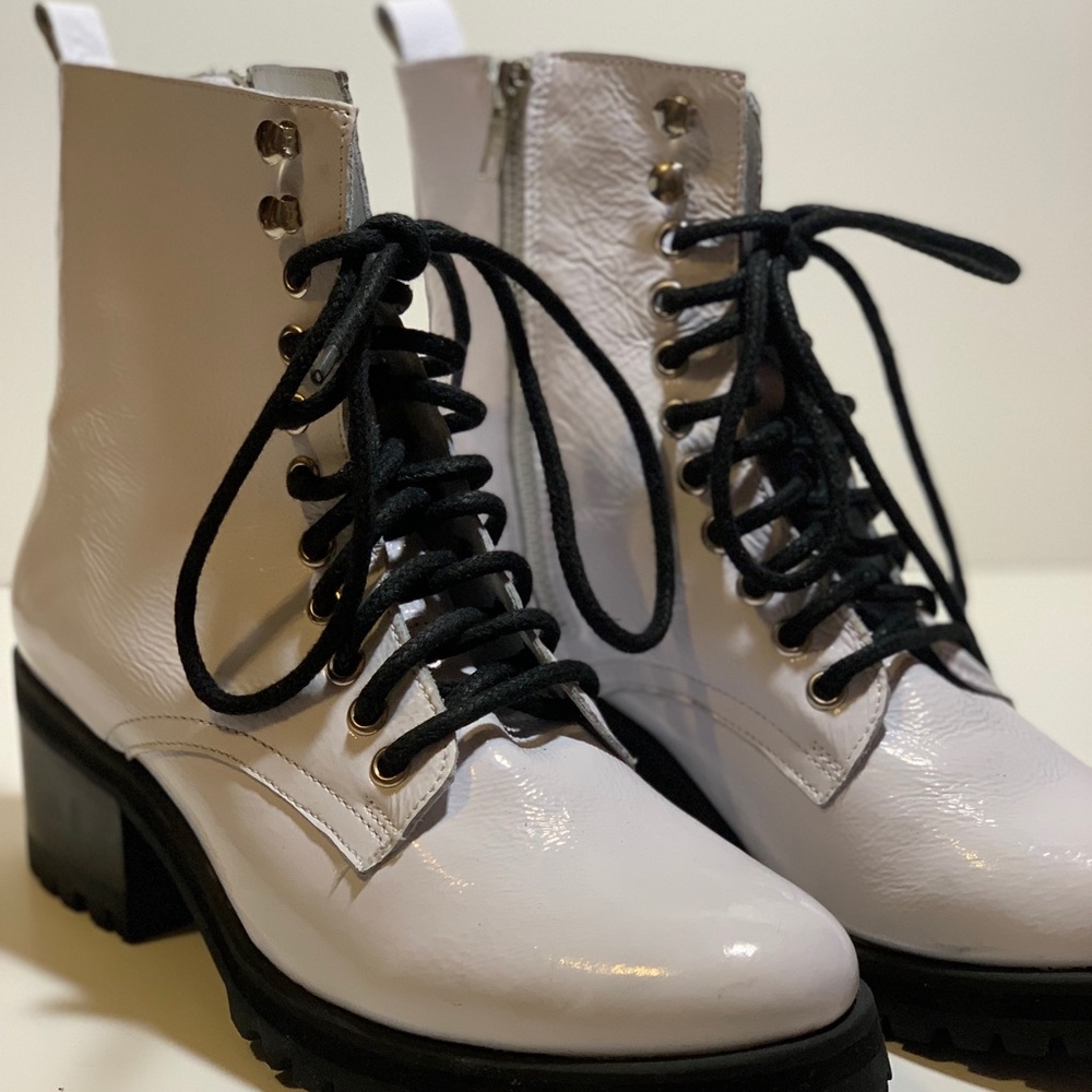 Steve Madden White Combat Boots